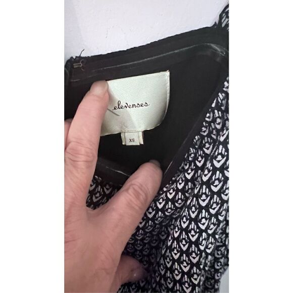 ELEVENSES ANTHROPOLOGIE WOMENS JUMPSUIT ROMPER GEOMETRIC BLACK SZ XS - Picture 5 of 10